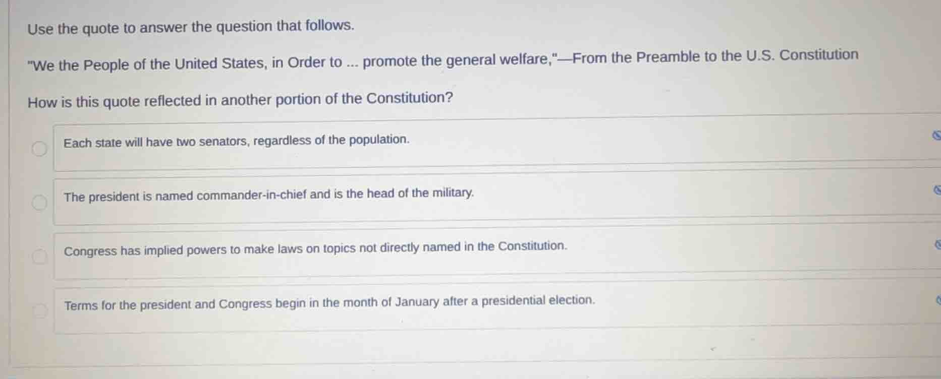 use the quote to answer the question that follows. \we the people of th…