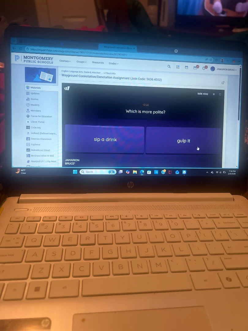 wayground connotation/denotation assignment (join code: 5636 4502) whic…