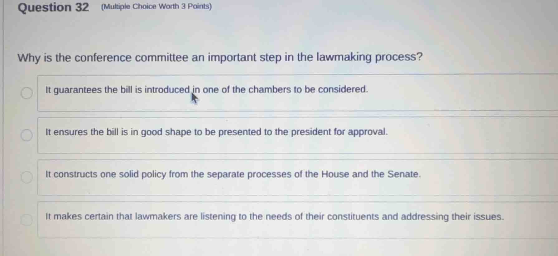 question 32 (multiple choice worth 3 points) why is the conference comm…