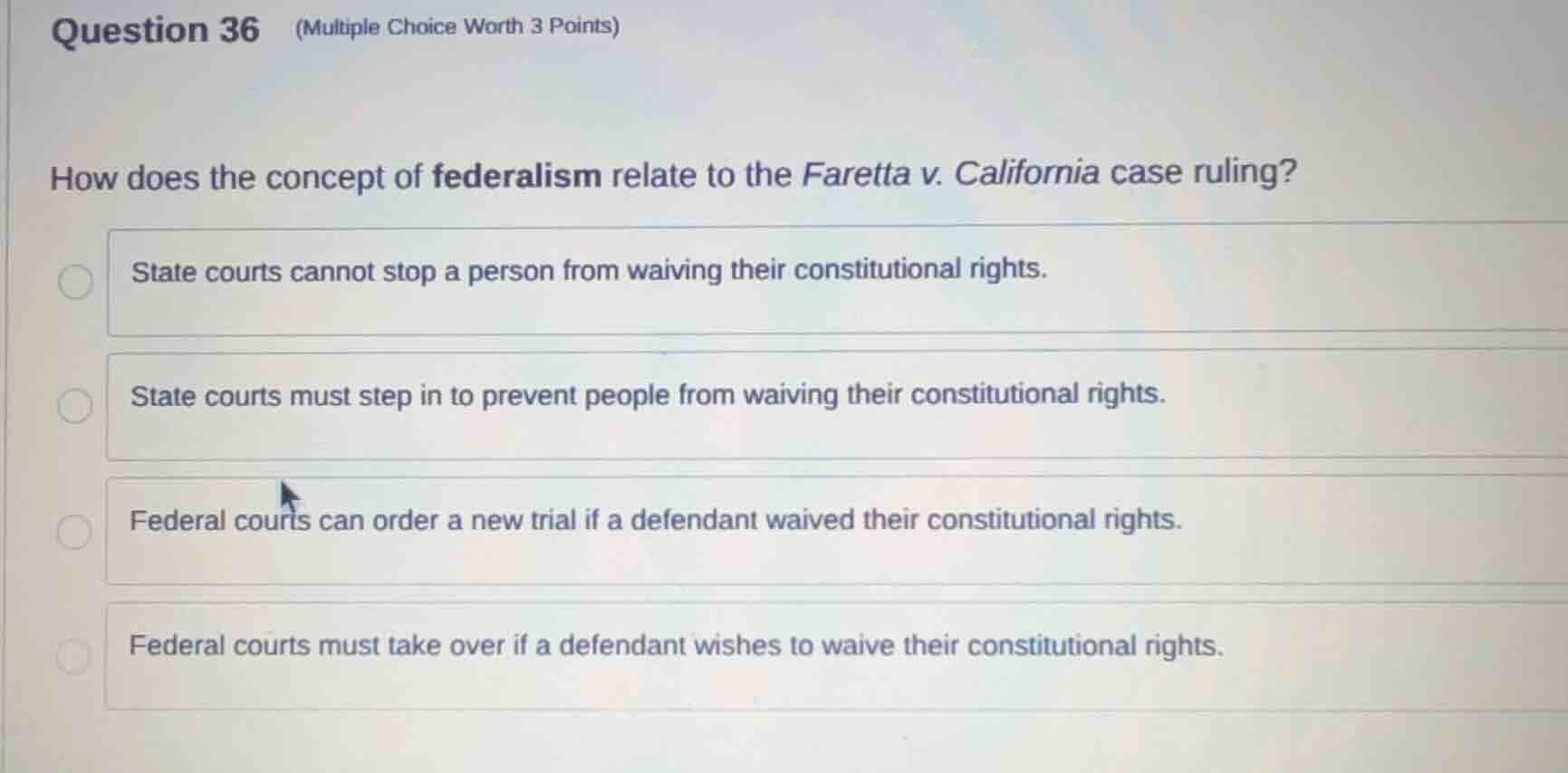 question 36 (multiple choice worth 3 points) how does the concept of fe…
