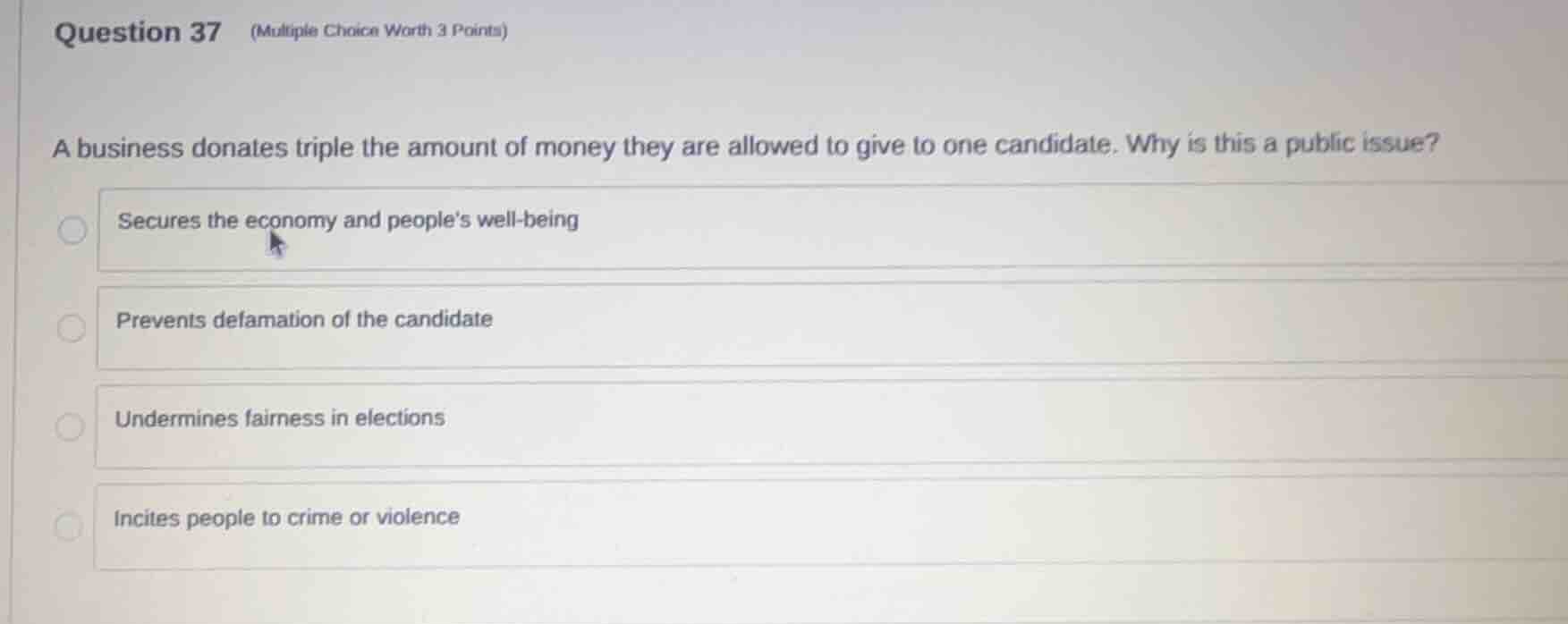 question 37 (multiple choice worth 3 points) a business donates triple …