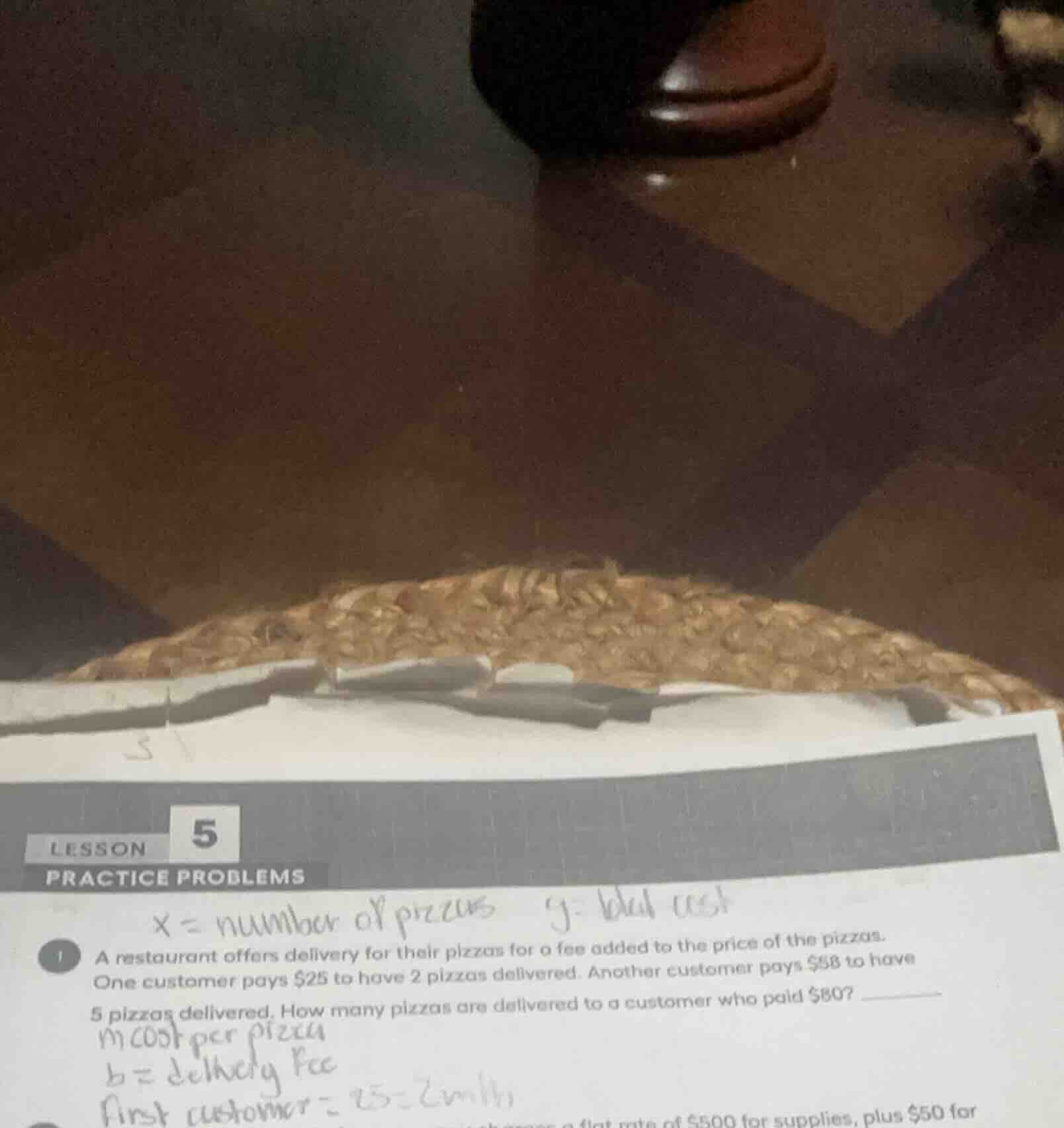 lesson 5 practice problems x = number of pizzas y= total cost 1 a resta…