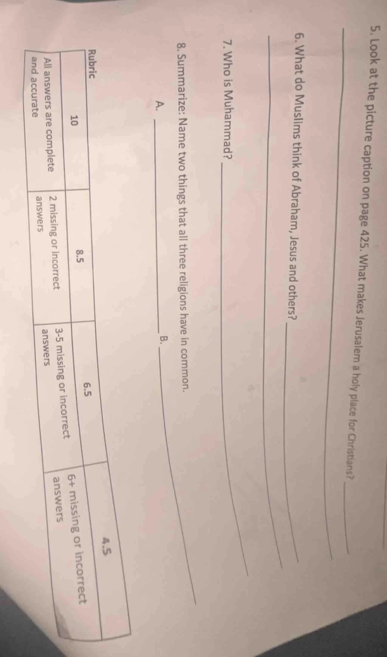 5. look at the picture caption on page 425. what makes jerusalem a holy…