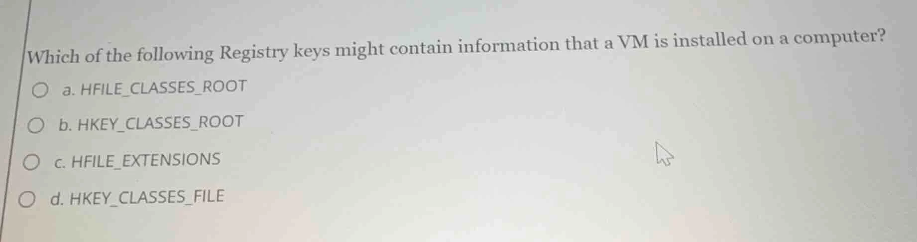 which of the following registry keys might contain information that a v…