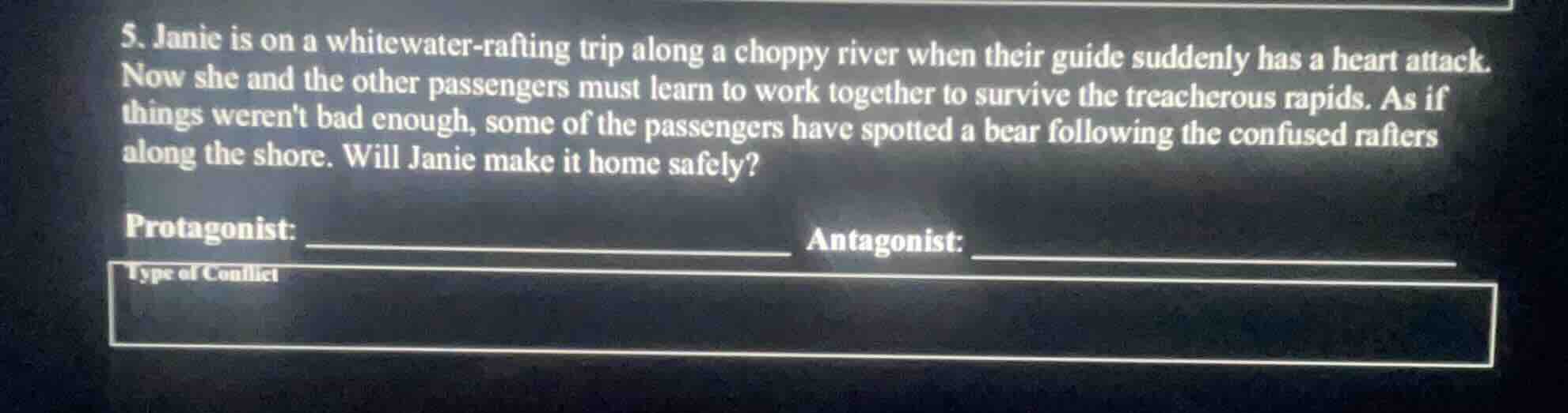 5. janie is on a whitewater-rafting trip along a choppy river when thei…