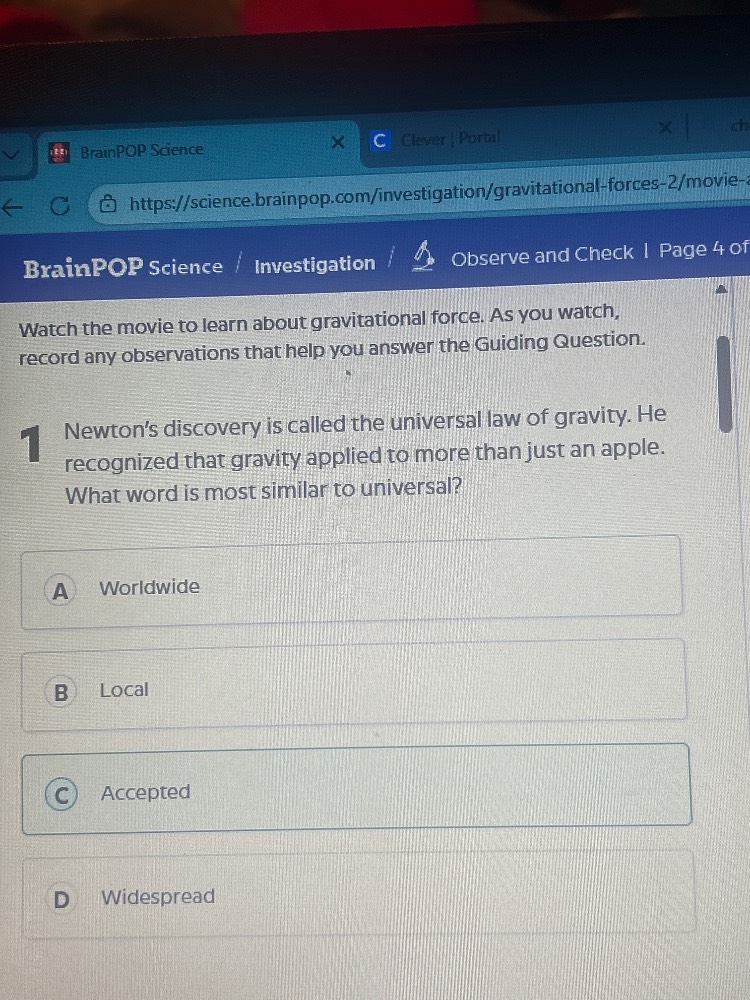 brainpop science / investigation / observe and check | page 4 ofwatch t…