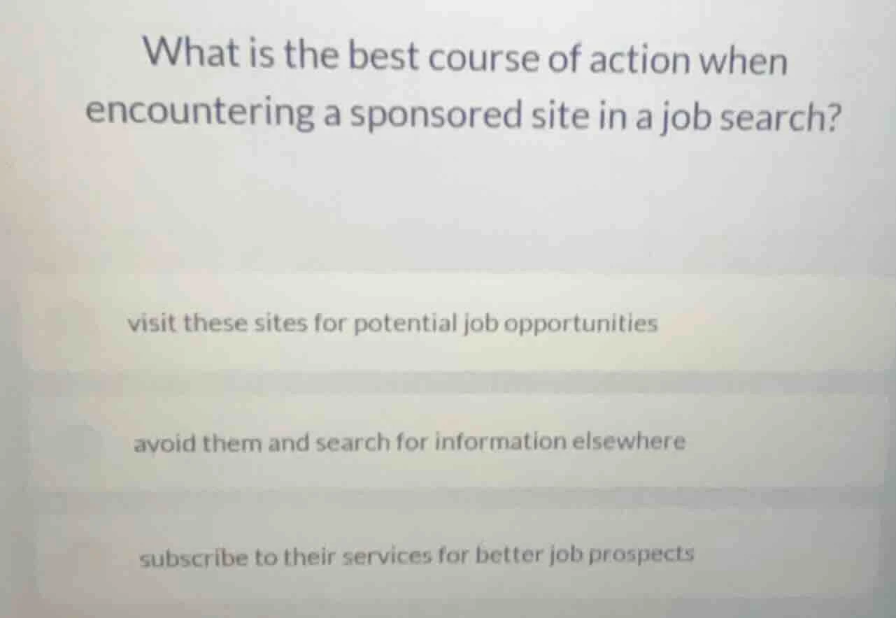 what is the best course of action when encountering a sponsored site in…