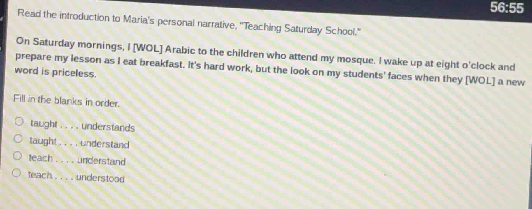 read the introduction to marias personal narrative, \teaching saturday …