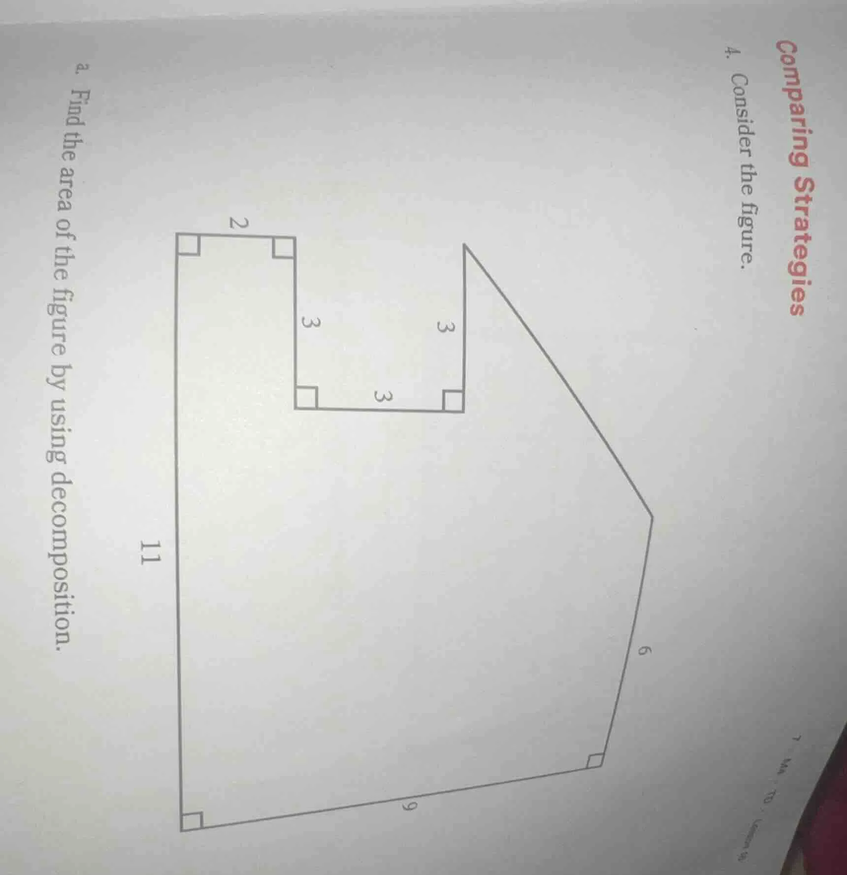 comparing strategies 4. consider the figure. a. find the area of the fi…