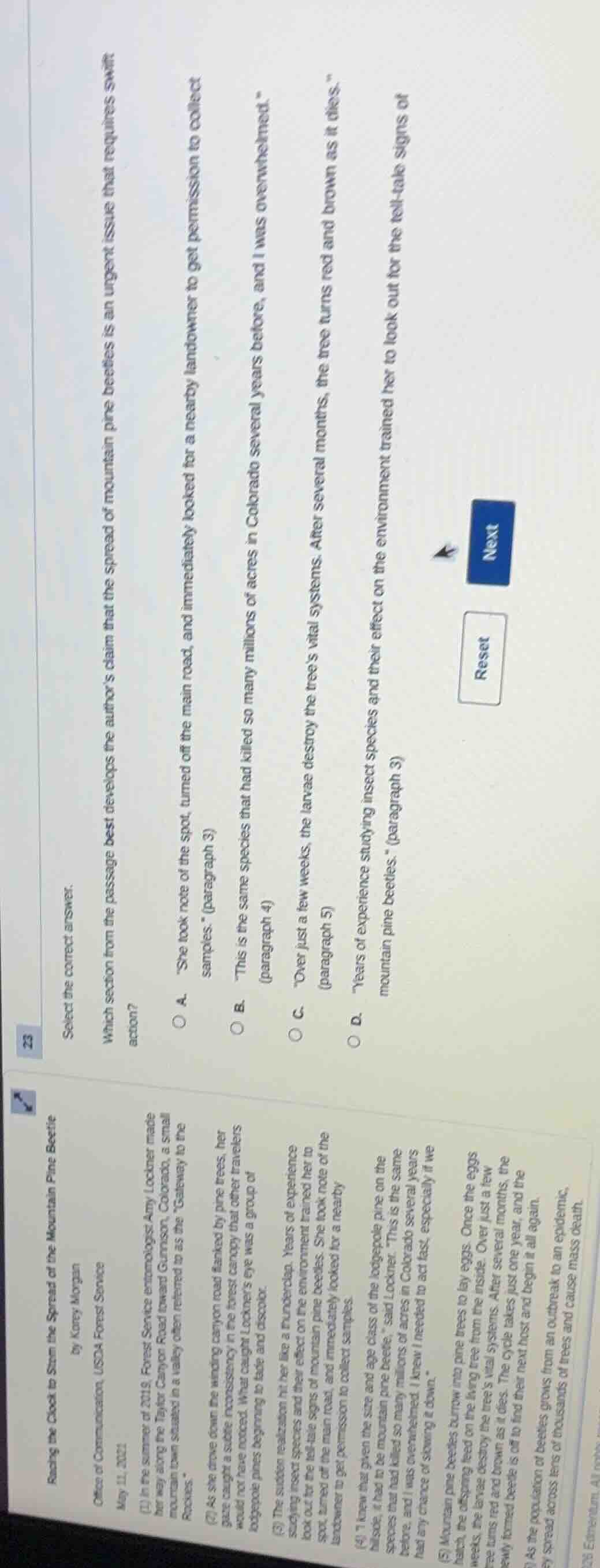 23 select the correct answer. which section from the passage best devel…