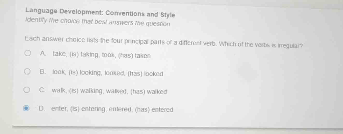 language development: conventions and style identify the choice that be…