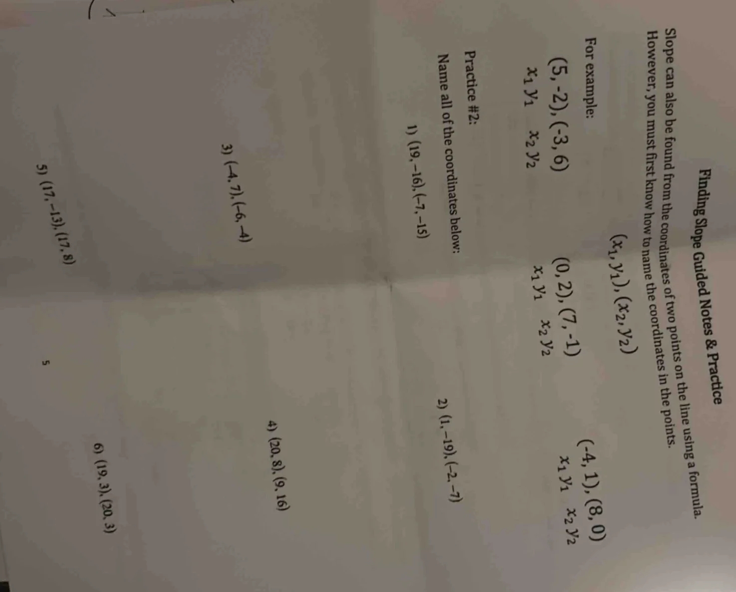 finding slope guided notes & practice slope can also be found from the …