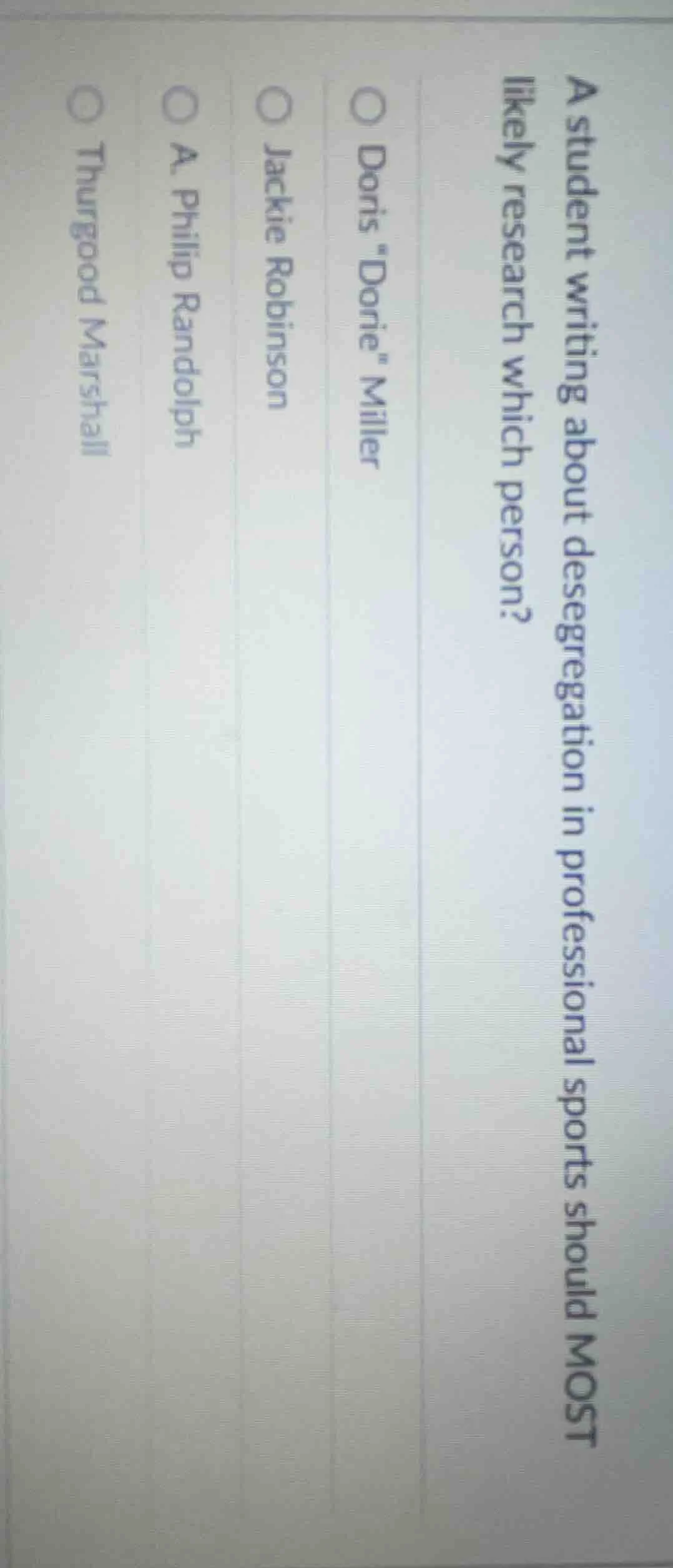 a student writing about desegregation in professional sports should mos…