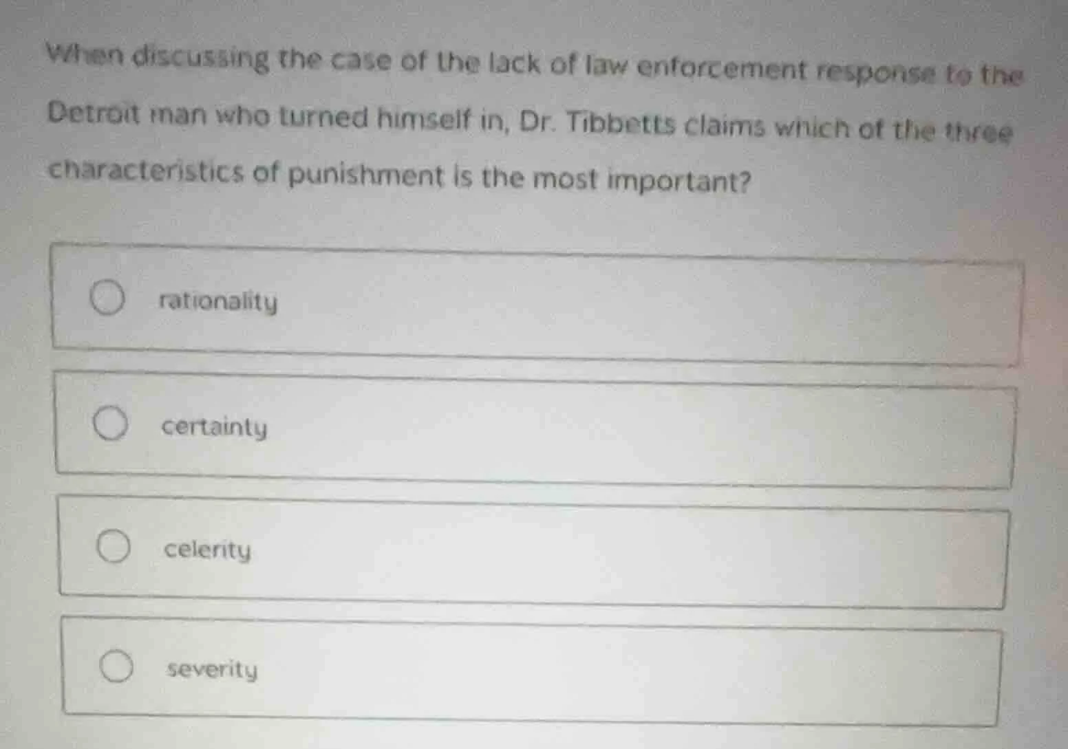when discussing the case of the lack of law enforcement response to the…