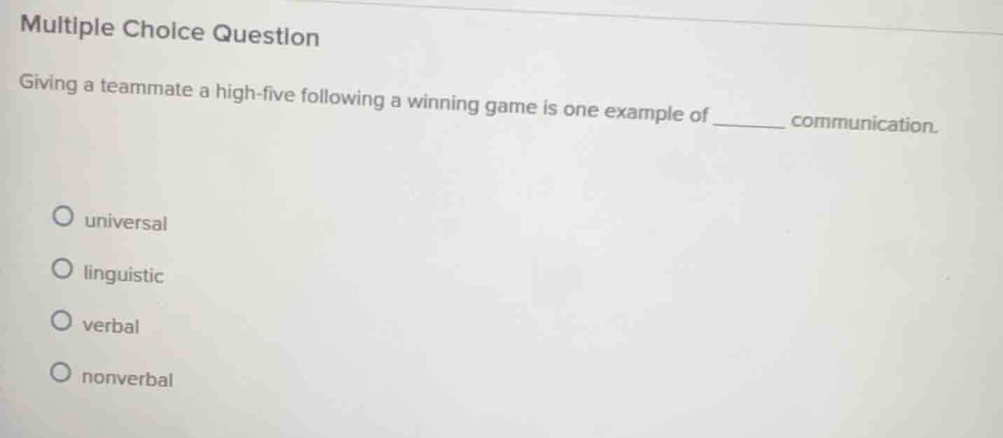 multiple choice question giving a teammate a high-five following a winn…