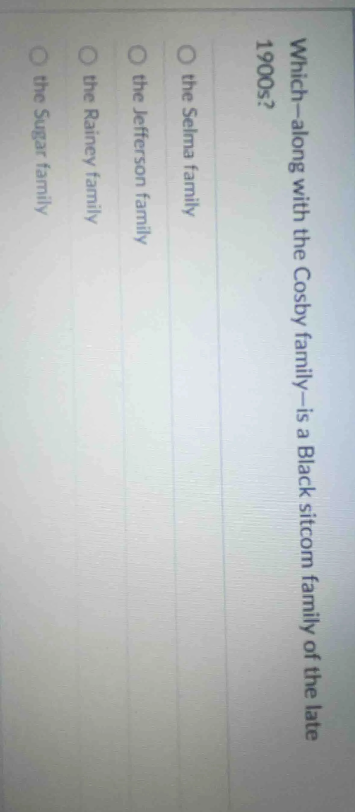 which—along with the cosby family—is a black sitcom family of the late …