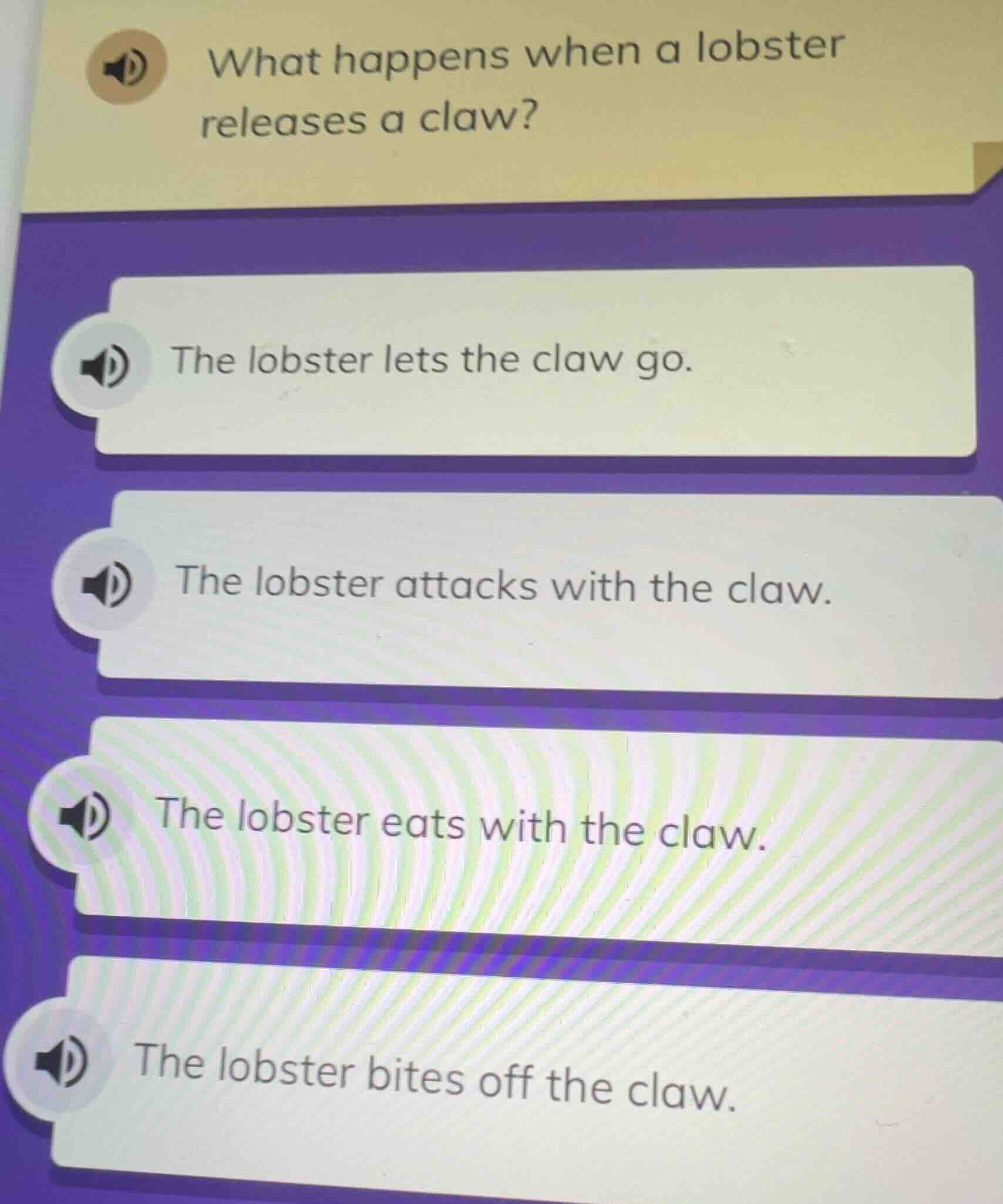 what happens when a lobster releases a claw? the lobster lets the claw …