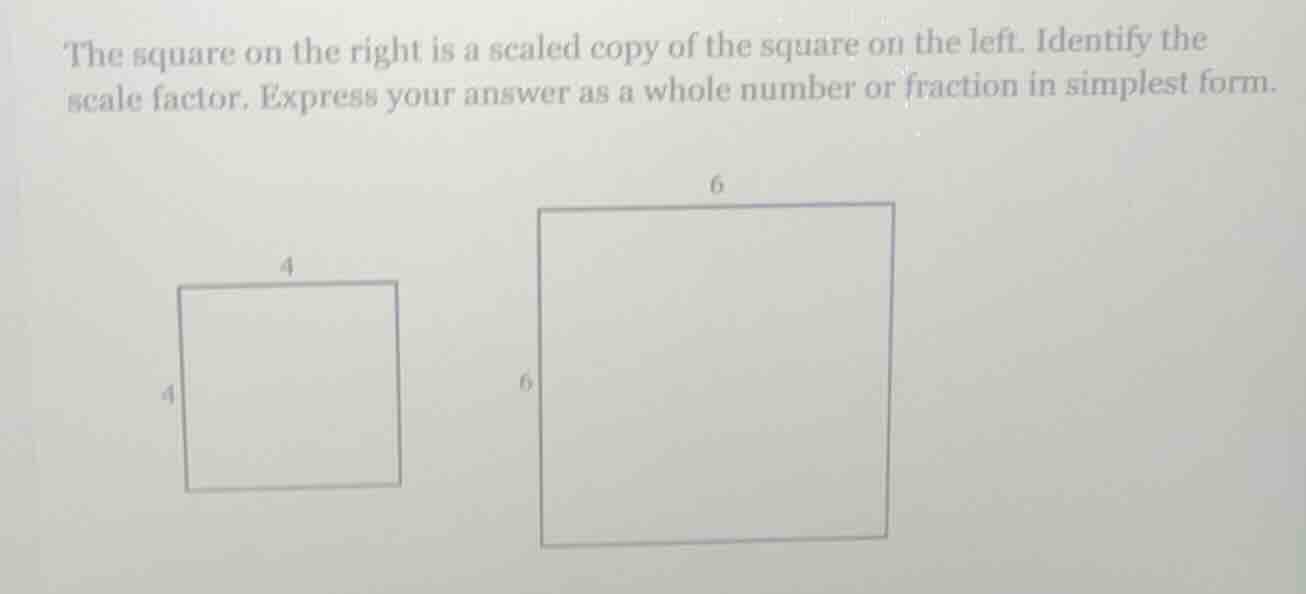 the square on the right is a scaled copy of the square on the left. ide…