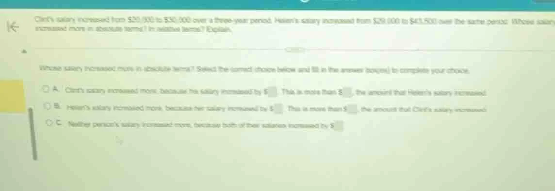 clints salary increased from $20,000 to $30,000 over a three-year perio…