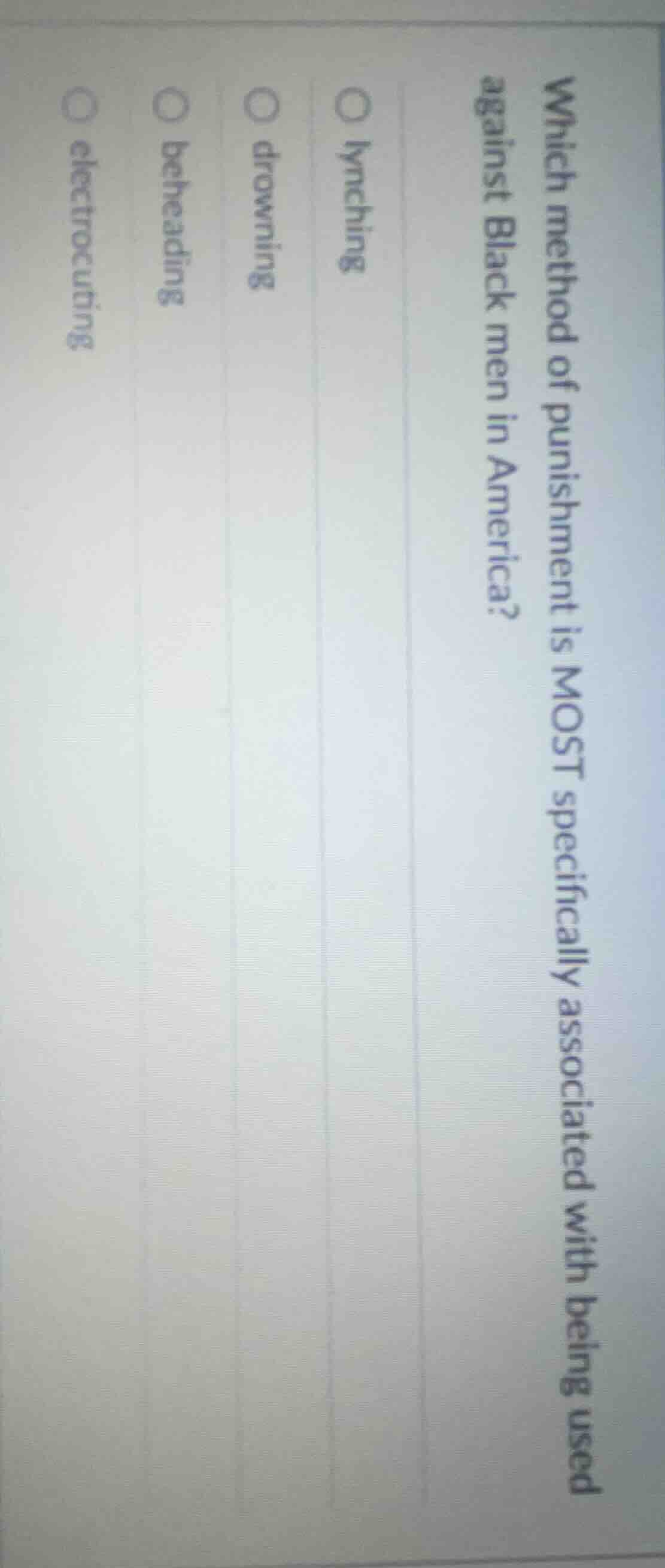 which method of punishment is most specifically associated with being u…