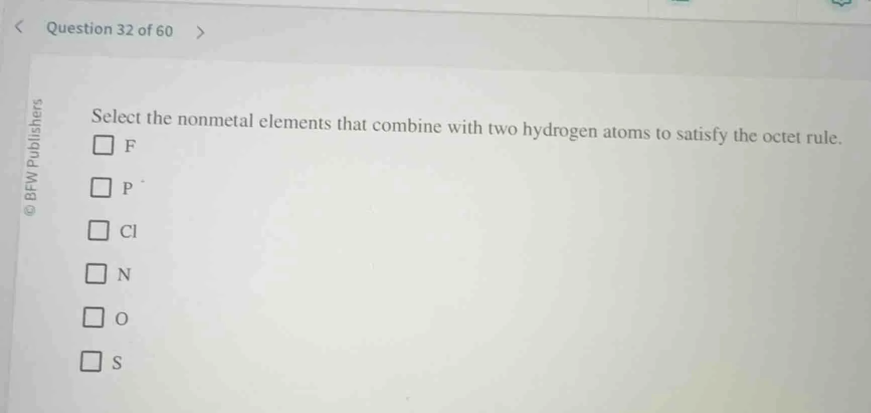 question 32 of 60 select the nonmetal elements that combine with two hy…