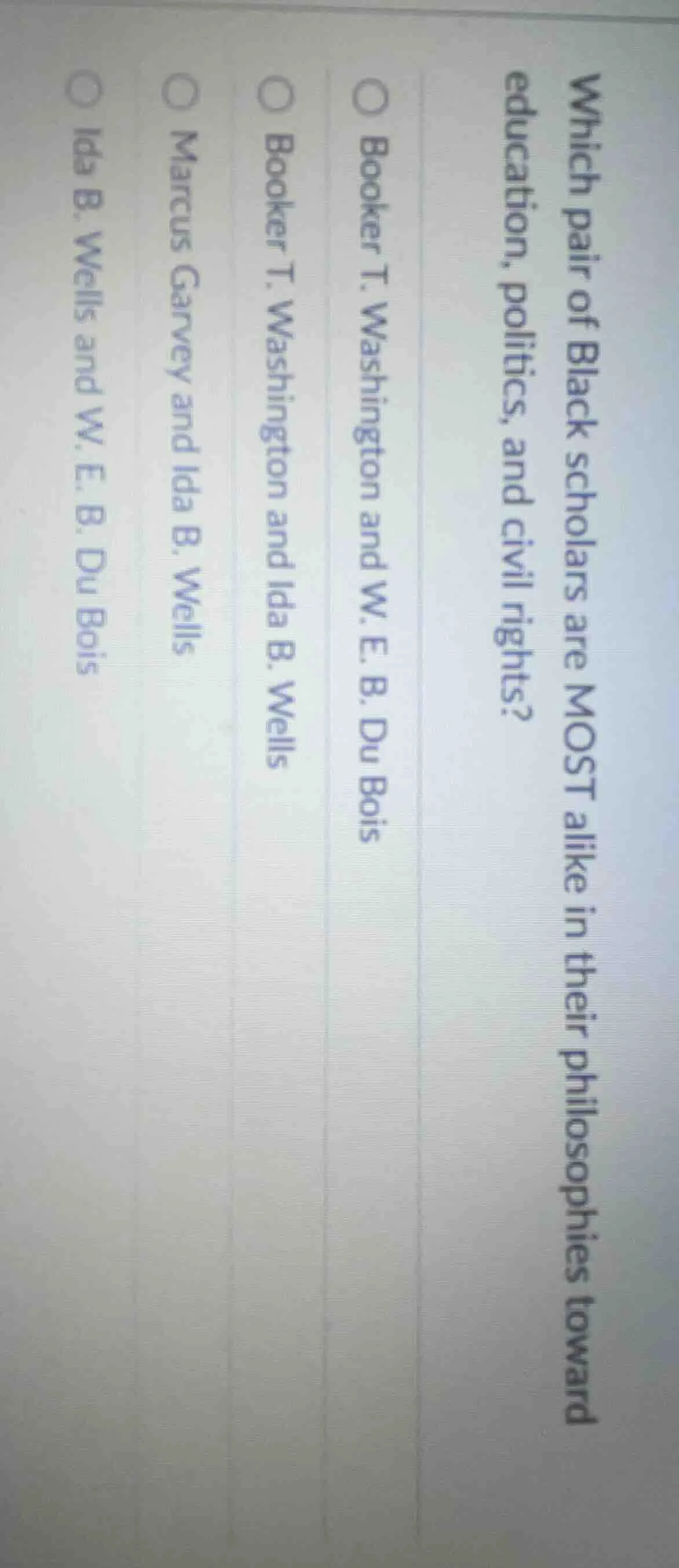 which pair of black scholars are most alike in their philosophies towar…