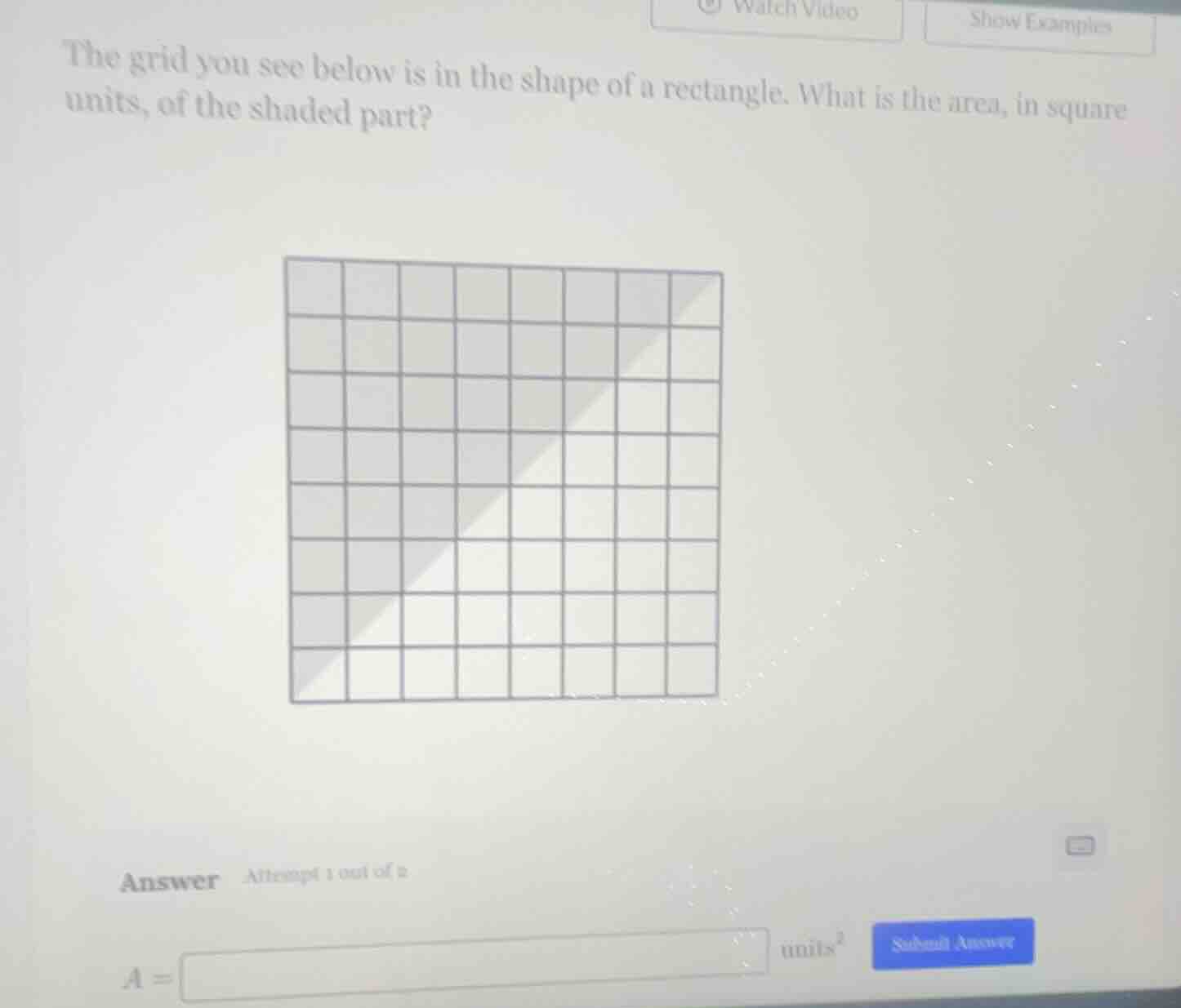 the grid you see below is in the shape of a rectangle. what is the area…