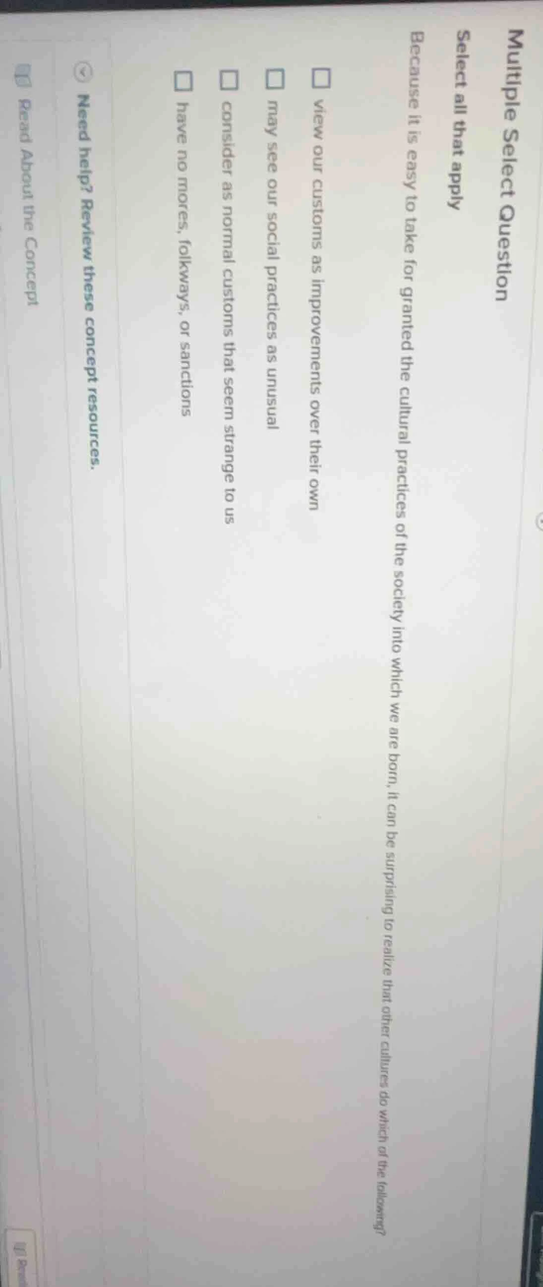 multiple select question select all that apply because it is easy to ta…