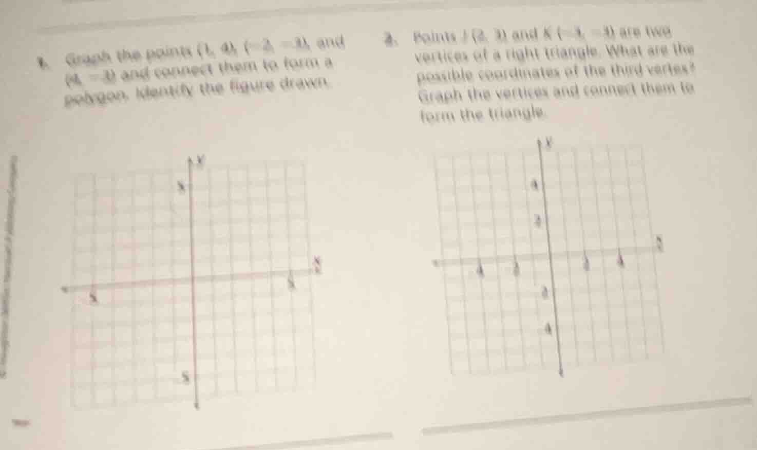 1. graph the points (1, 4), (-2, -3), and (4, -3) and connect them to f…