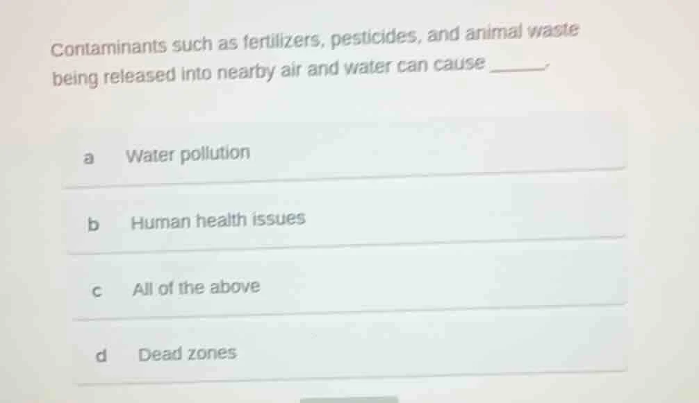 contaminants such as fertilizers, pesticides, and animal waste being re…