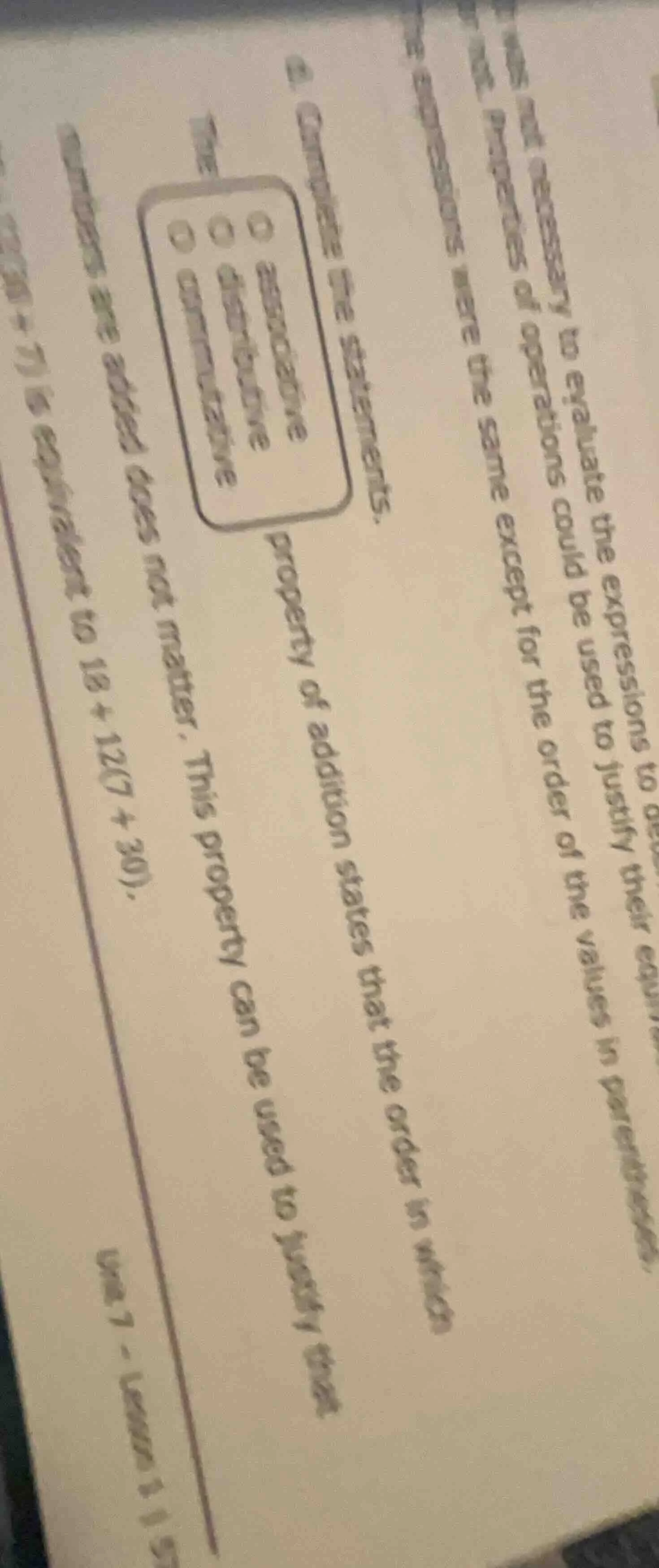 was not necessary to evaluate the expressions to det properties of oper…
