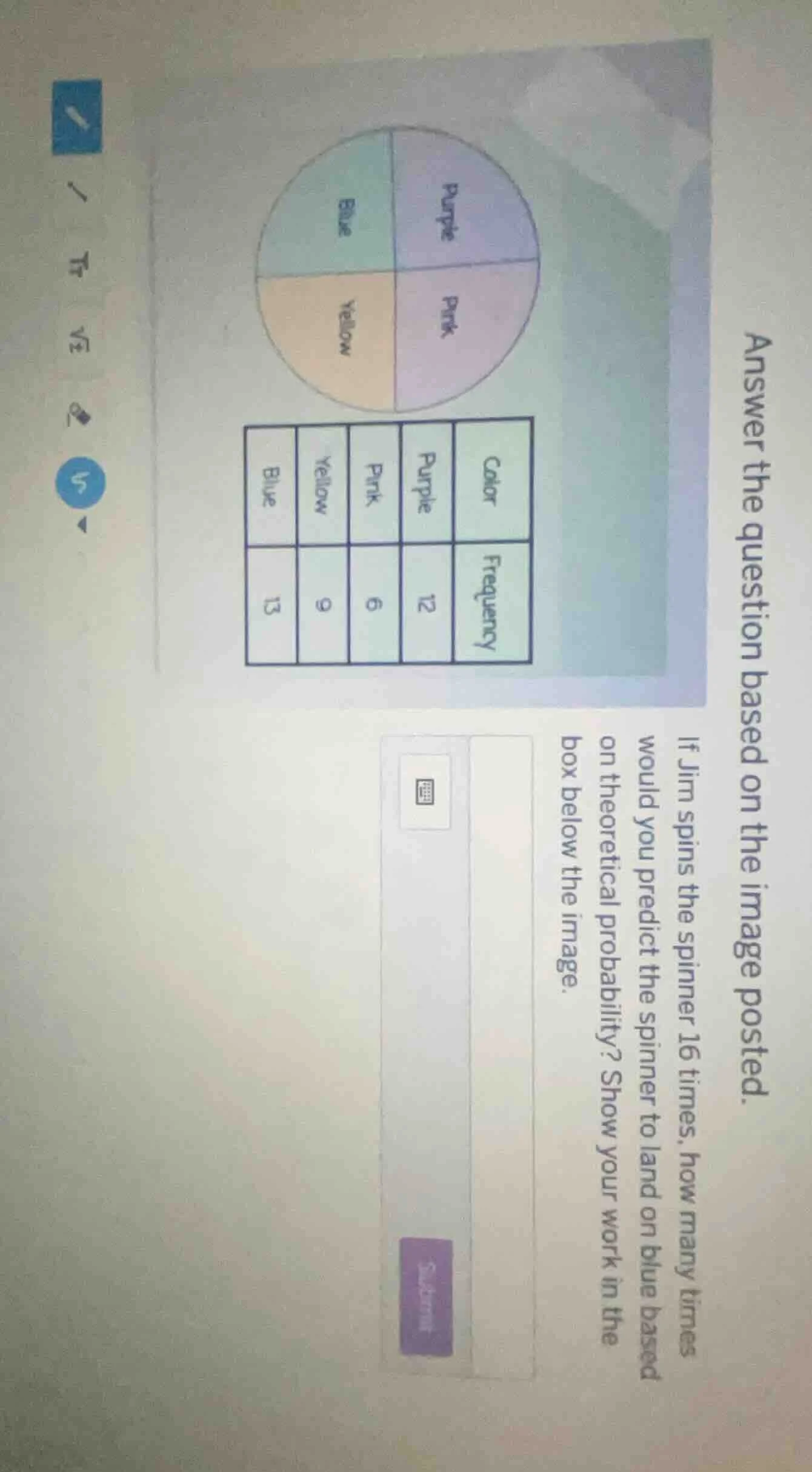 answer the question based on the image posted. if jim spins the spinner…