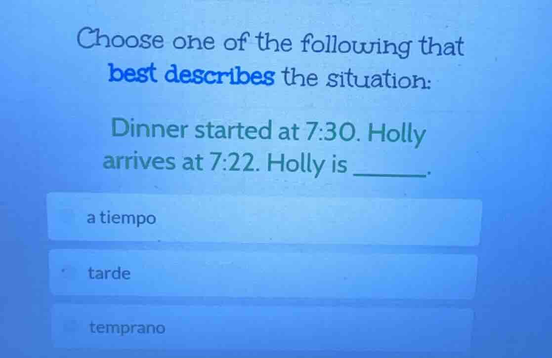 choose one of the following that best describes the situation: dinner s…