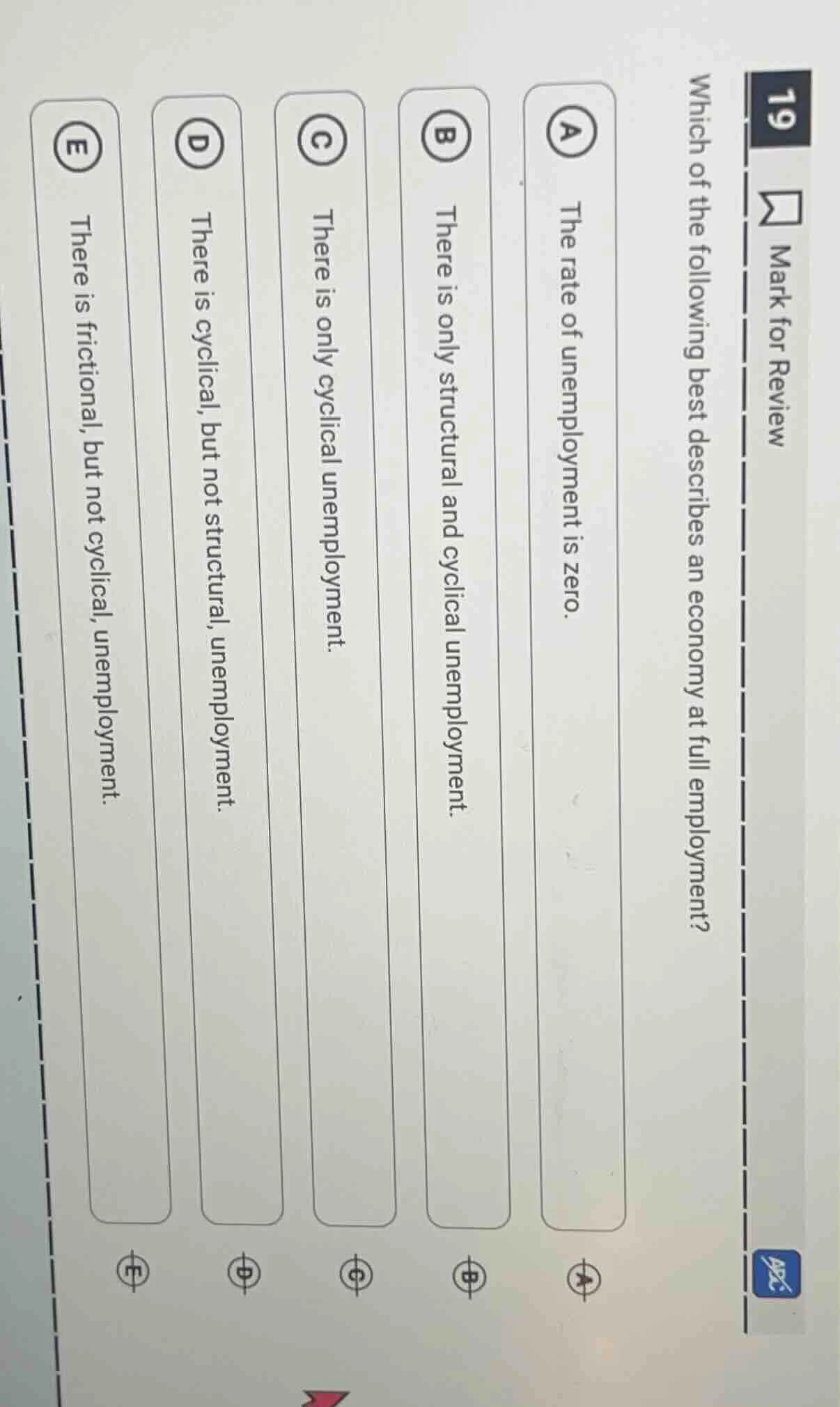 19 mark for review which of the following best describes an economy at …