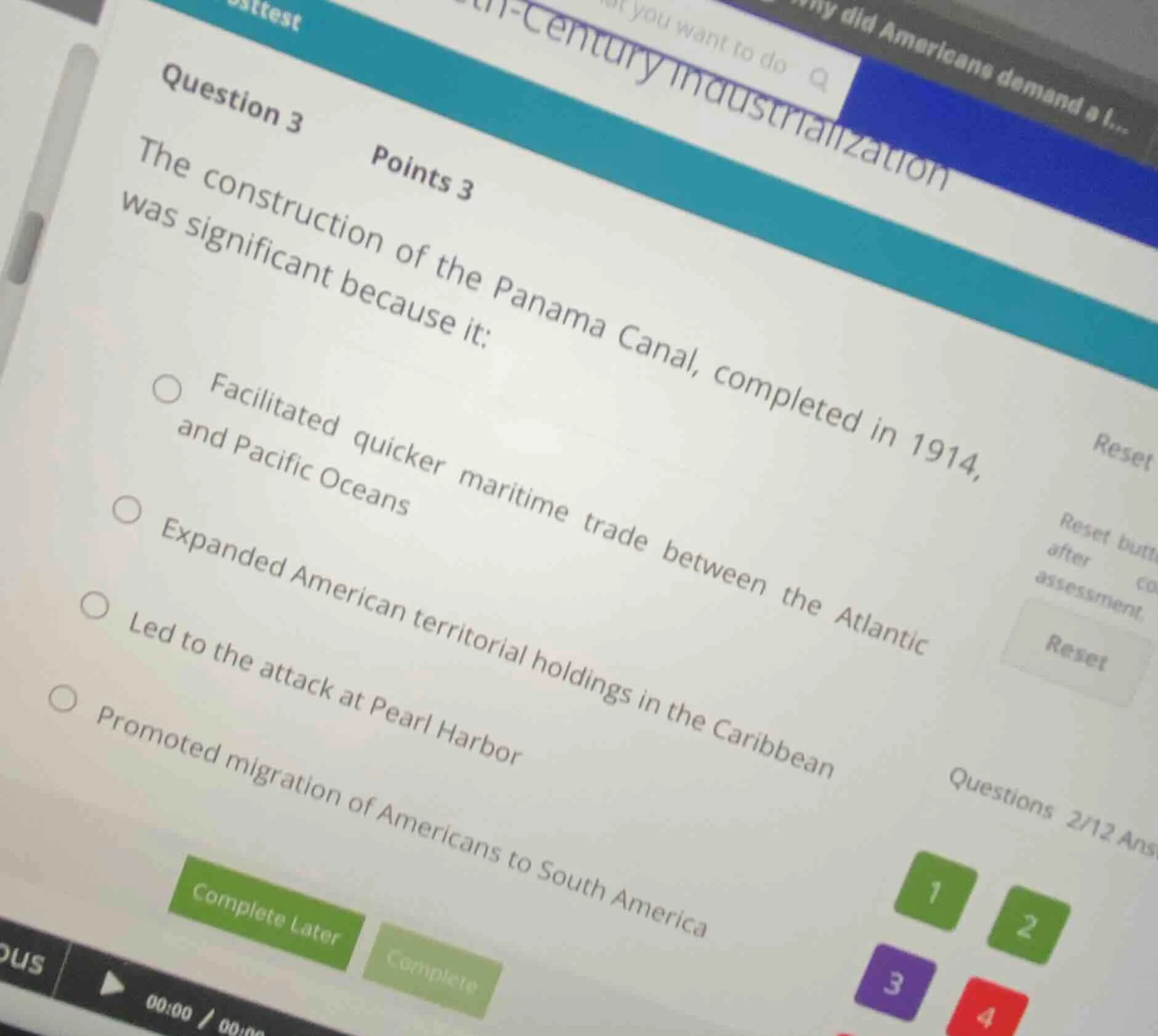 posttestquestion 3 points 3the construction of the panama canal, comple…