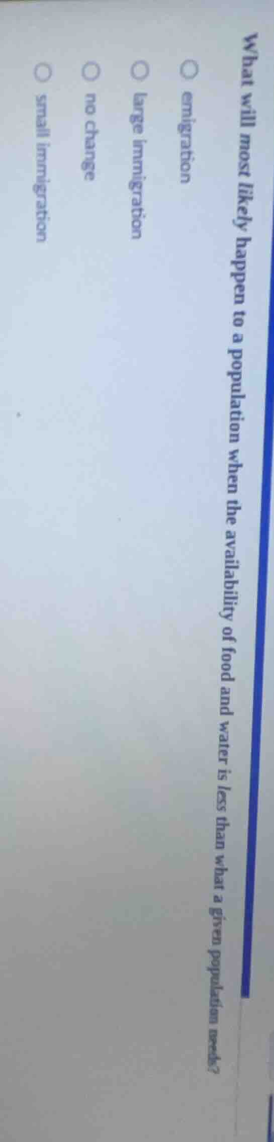 what will most likely happen to a population when the availability of f…