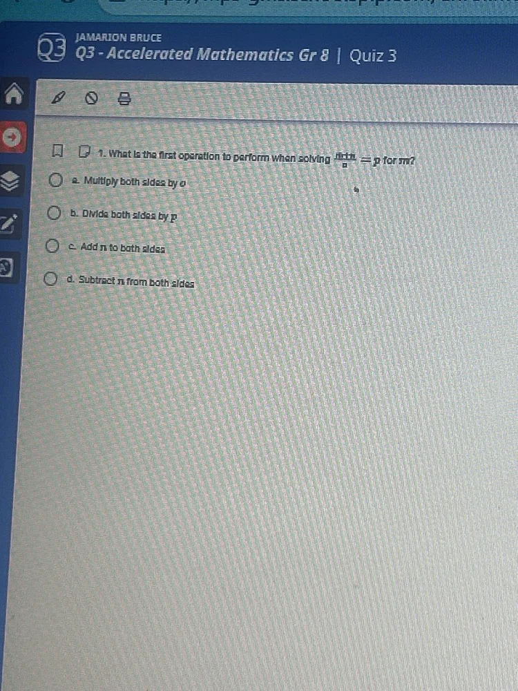 jamarion bruce q3 - accelerated mathematics gr 8 | quiz 3 1. what is th…