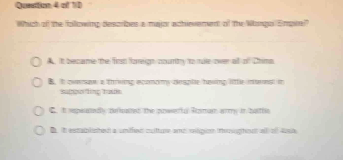 question 4 of 10 which of the following describes a major achievement o…