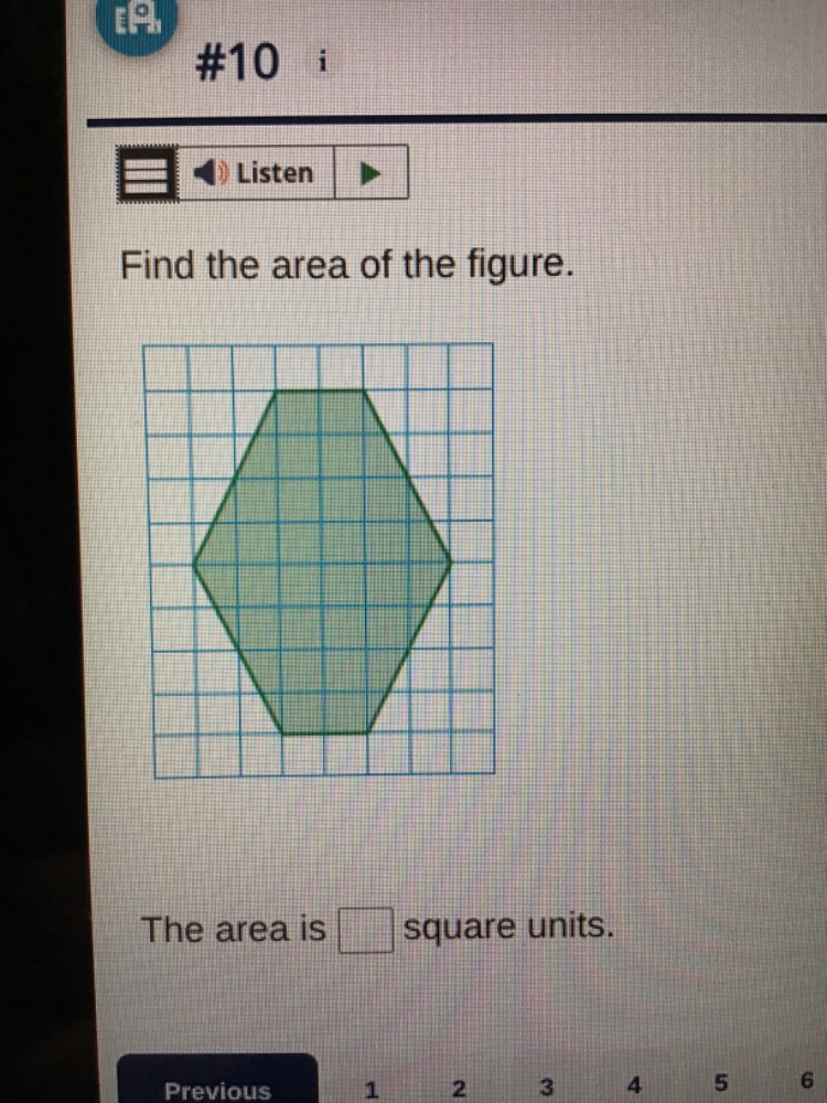 #10 i listen find the area of the figure. the area is □ square units.