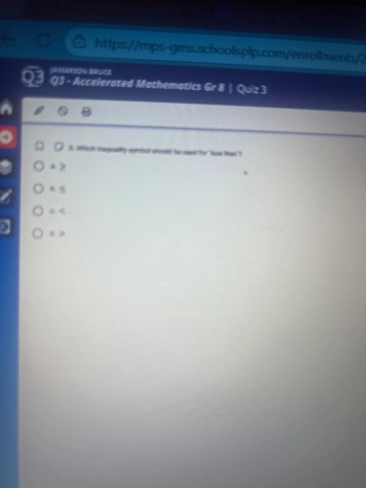 q3 - accelerated mathematics gr 8 | quiz 3 8. which inequality symbol s…