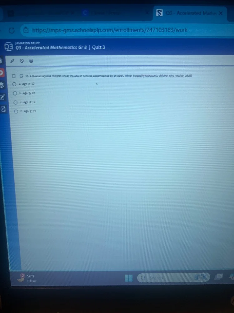 q3 - accelerated mathematics gr 8 | quiz 3 10. a theater requires child…