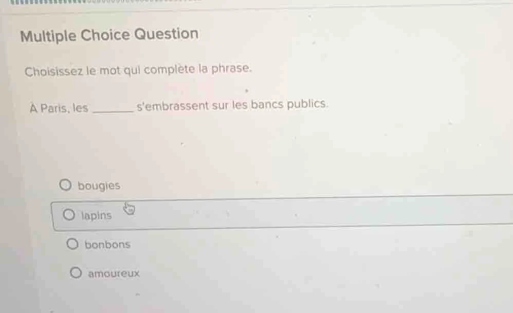 multiple choice question choisissez le mot qui complète la phrase. à pa…