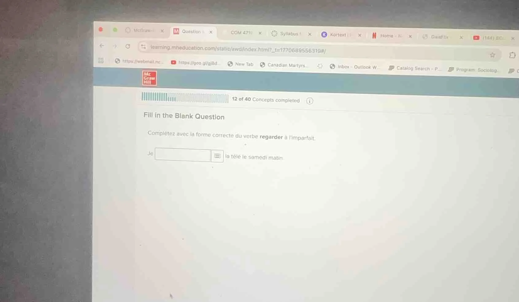 12 of 40 concepts completed fill in the blank question complétez avec l…