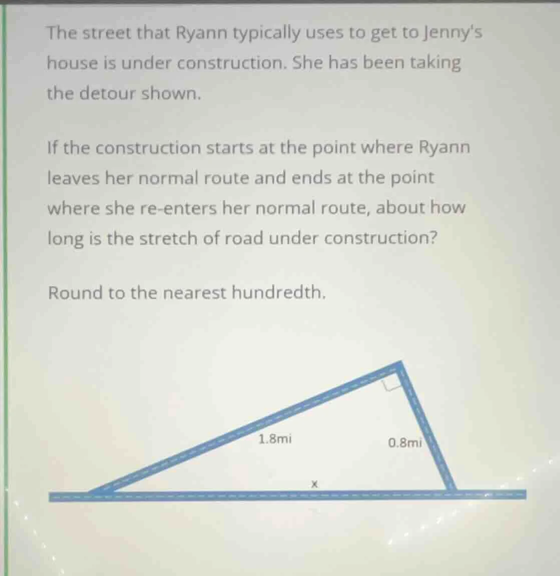 the street that ryann typically uses to get to jennys house is under co…