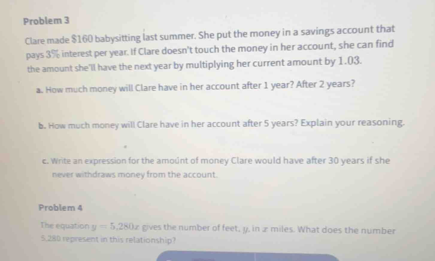 problem 3 clare made $160 babysitting last summer. she put the money in…