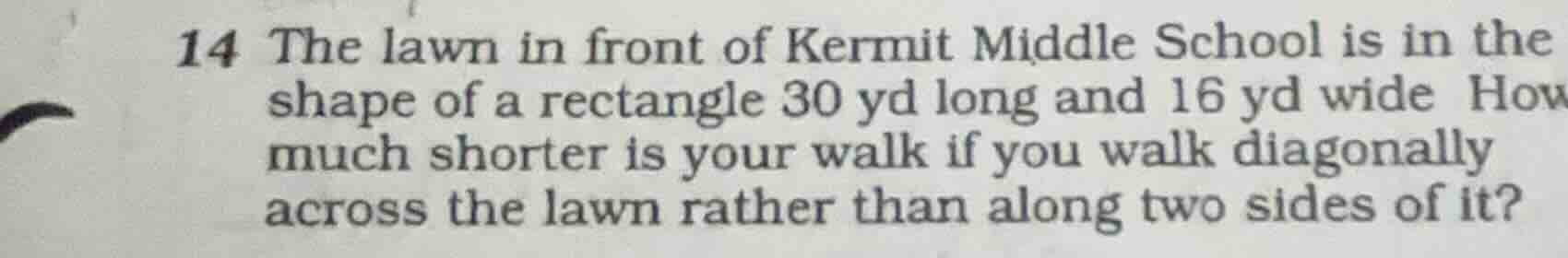 14 the lawn in front of kermit middle school is in the shape of a recta…