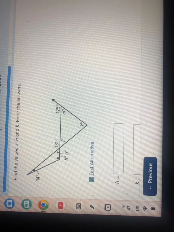 find the values of h and k. enter the answers. $h = $ $k = $