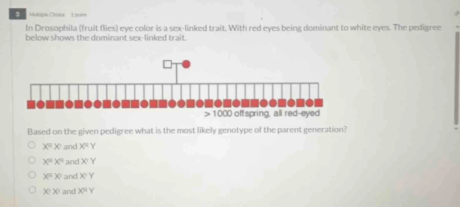 3 multiple choice 1 point in drosophila (fruit flies) eye color is a se…