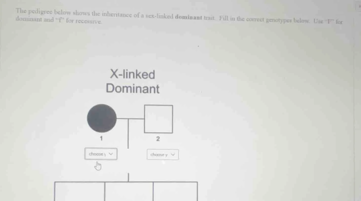the pedigree below shows the inheritance of a sex-linked dominant trait…