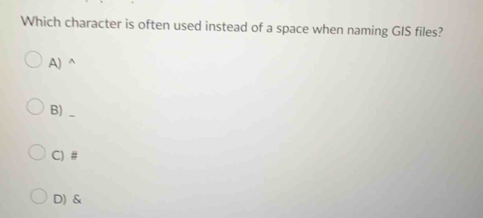 which character is often used instead of a space when naming gis files?…